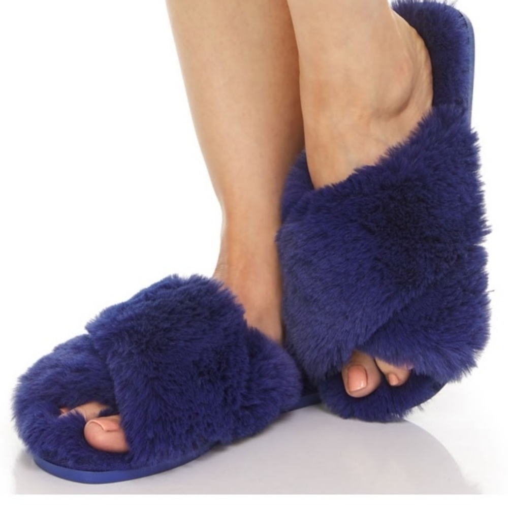 Flora Super Soft Furry Ladies Crossband Slippers
